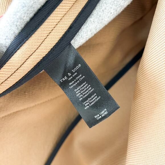 Rag & Bone Amber Belted Trench Coat Camel Wool Blend Long Coat Size XS EUC - Picture 12 of 13